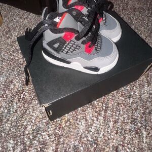 Kids Gray and Red Sneakers